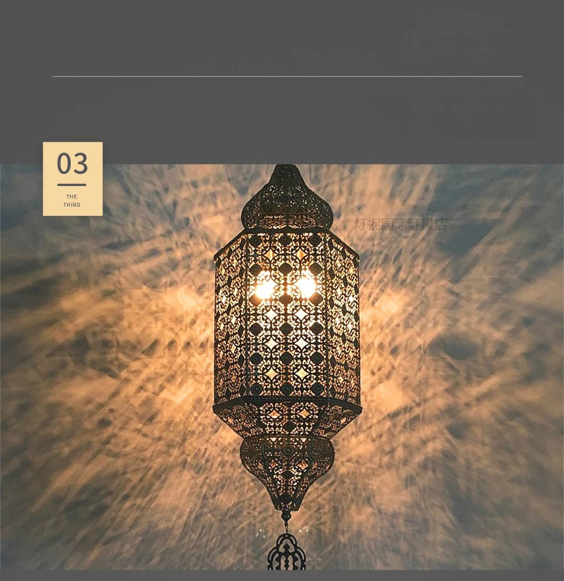 Thai style retro chandelier Thai style Arabic style restaurant club bar table designer art deco lamp