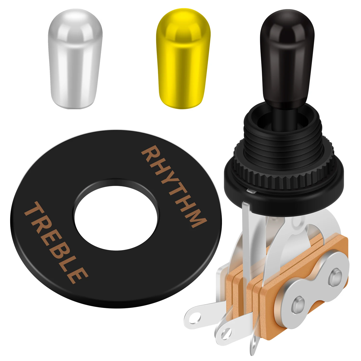 Universal Guitar Selector 3-Way Short Straight Guitar Toggle Switch With Tip Knob Cap and Plate
