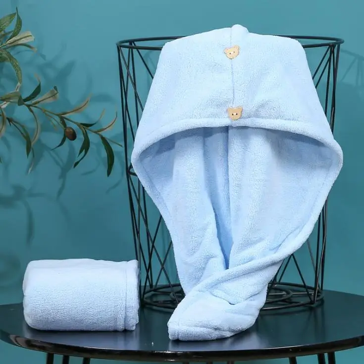 High quality women hair turban towel fast dry solid color absorbent hair drying towel for salon