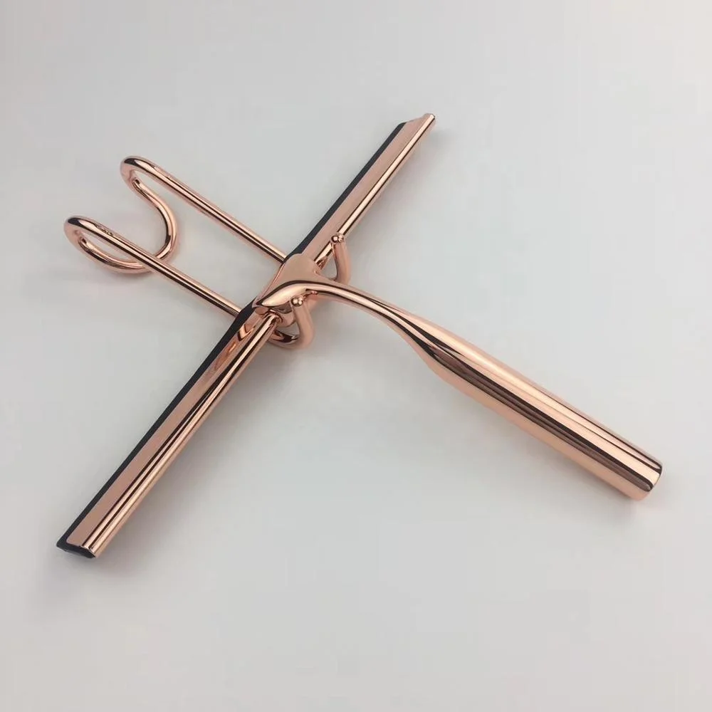 
Rose Gold Stainless Steel Shower Squeegee Rubber Wiper For Window Cleaning 