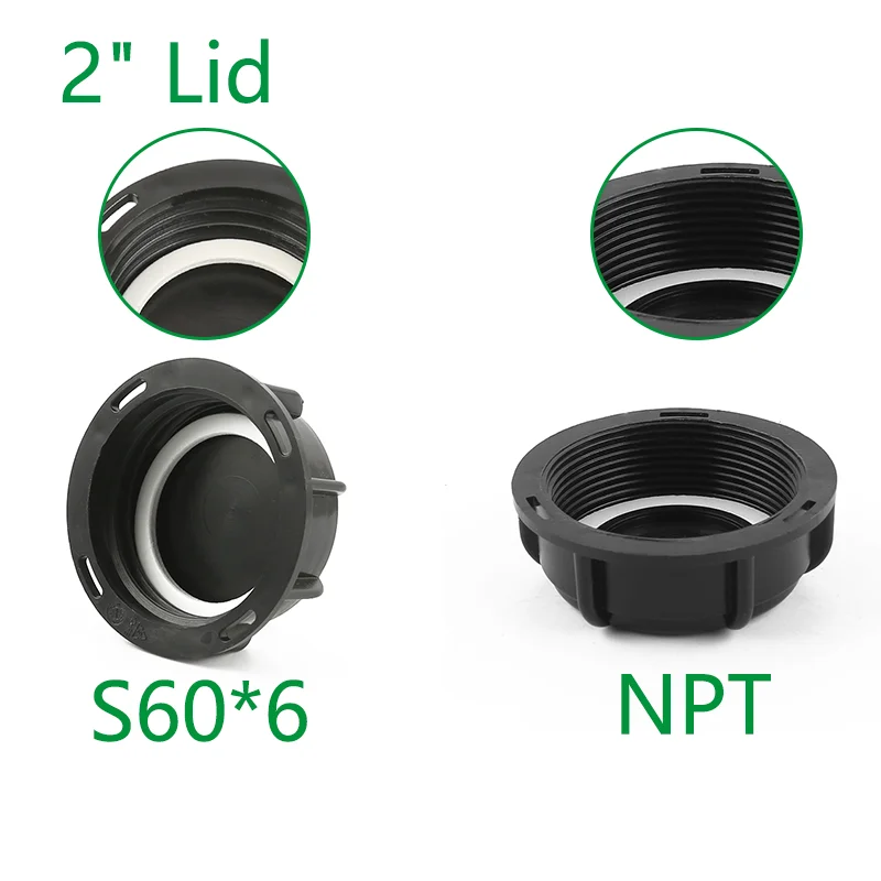 2 Inch screw cap in black for IBC ball valve DN50 S60*6 dust cover 58mm