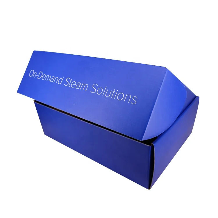 Custom Print Clamshell Roof top Blue Corrugated Cardboard Paper Packaging shipping box