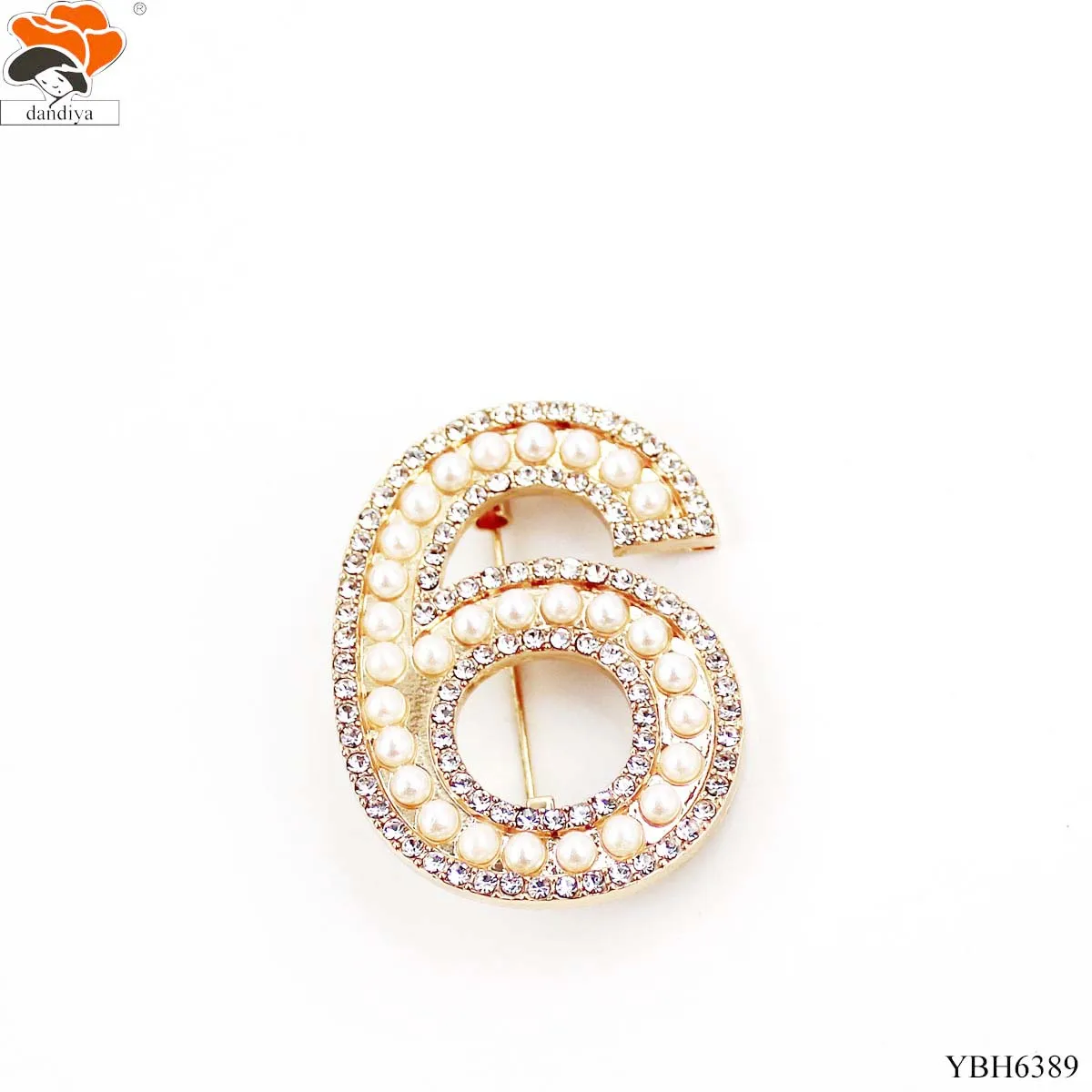 6 BROOCH Gold Silver Large Pearls Rhinestone number 01234 brooch pearls brooch Greek Sorority &Fraternity products Jewelry