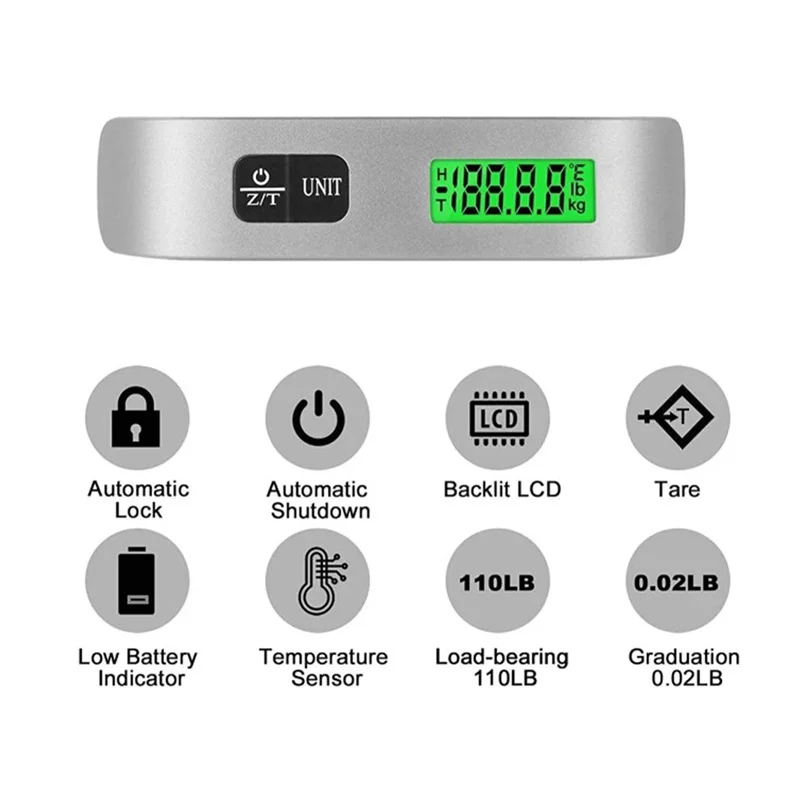 Portable digital hanging luggage electronic scale for airport  weighing up to 50kg/110lb with tape measure