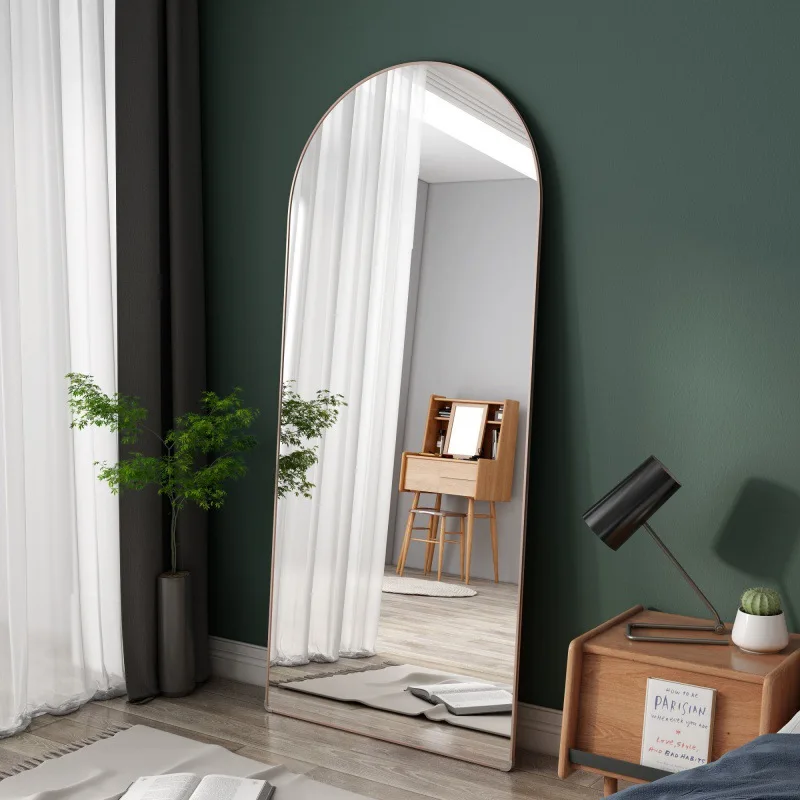 Large arched full body mirror aluminum alloy arch special fitting mirror in clothing store espejo spiegel
