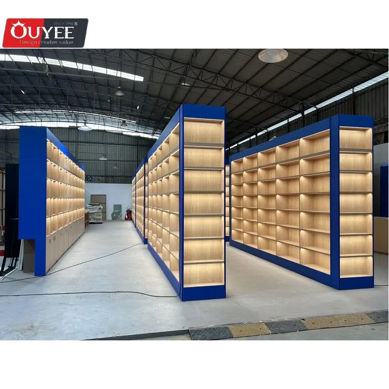 High End Library Room Decoration Furniture Book Store Display Rack Book Shelves Wooden Library Furniture Wood Library Bookshelf