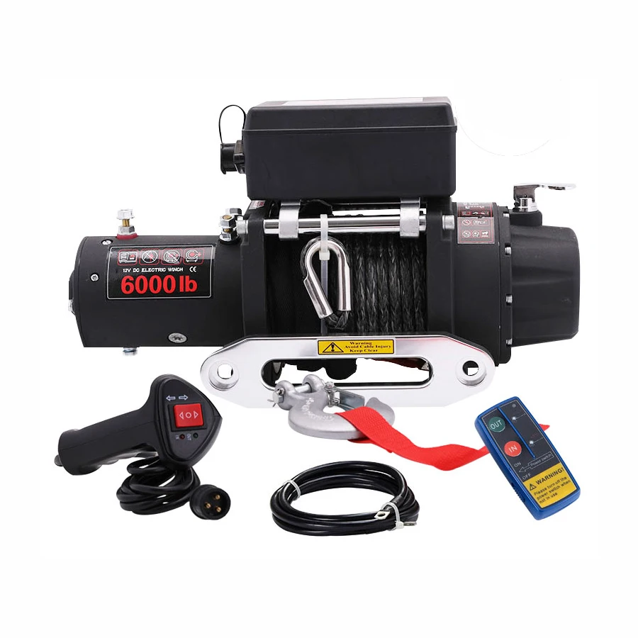 Off road recovery 12V/24V  4*4 car electric winch 6000lbs with synthetic rope