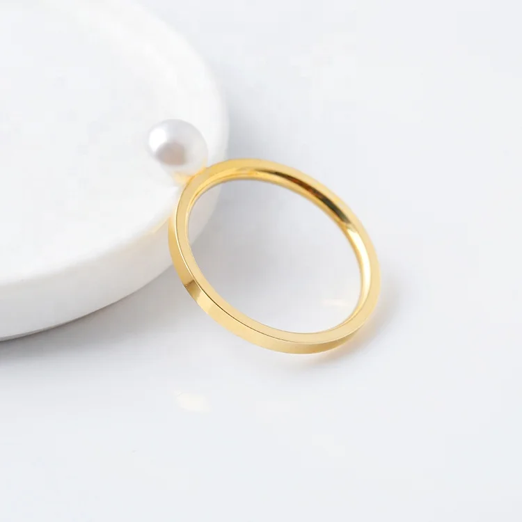 Wholesale Fashion Stainless Steel Jewelry 18K Gold Pearl Rings For Women
