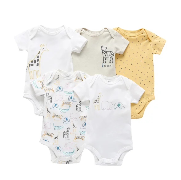 Baby Summer Pure Cotton Clothes Boy girl short sleeve Baby Romper  Cotton Bodysuit  Newborn Onesie 5pc/pack