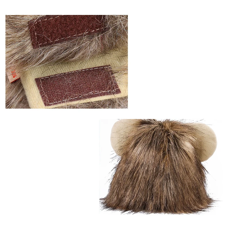Wholesale Manufacture Pet Supplies Funny Lion Mane Wig With Ears Fancy Costume Dog Wig Hat Cat Lion Fur Headgear
