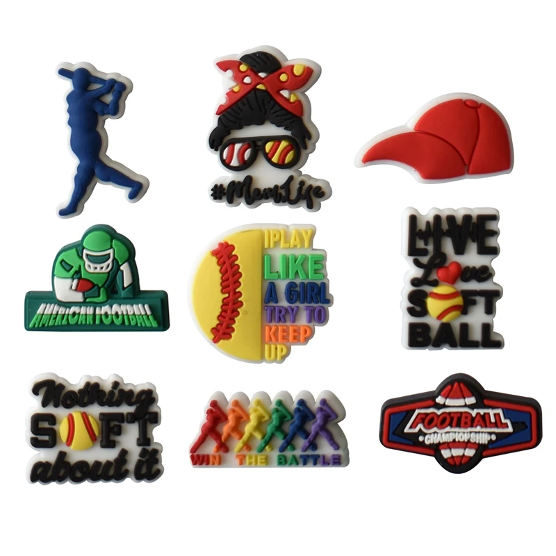 Custom Sports team Soft PVC accessories Shoes charms Sandals decorations SOCCER accessories charms