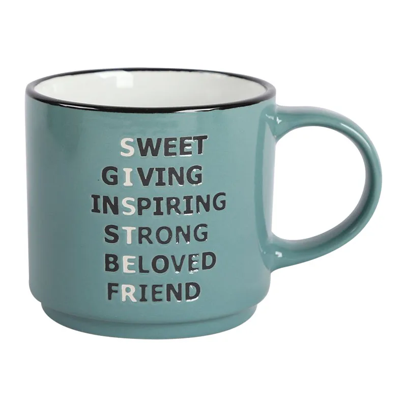 Two-color letters can be customized coffee cup home coffee shop hot-selling ceramic cup