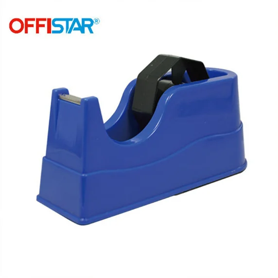 China manufacturer manual tape cutter blue red plastic tape dispenser for office