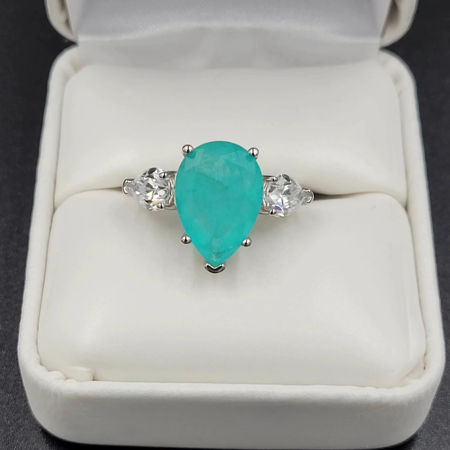 Paraiba Tourmaline Jewelry Pear Shape Paraiba Ring 925 Sterling Silver Hot Sale Paraiba Fusion Gemstone Ring