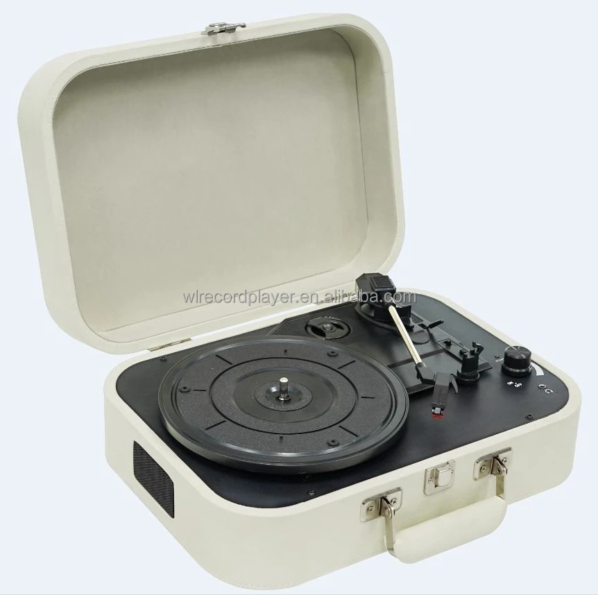 OEM Suitcase Bluetooth Vinyl Record Player Aux IN Phonograph LP Turntable Player With Pitch Control