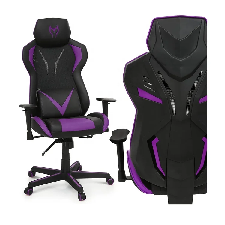 360 Degree Swivel PU Leather Home Office Ergonomic Reclining Purple Computer Chair Racing Style Gaming Chair for Computer Game