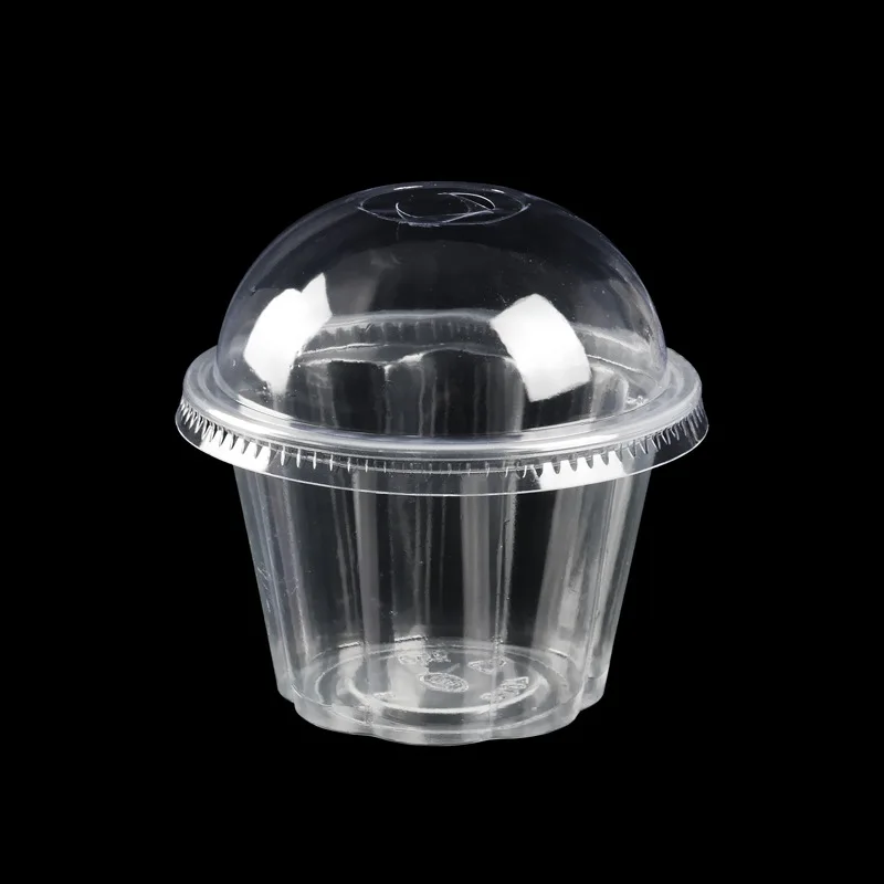 Прозрачная чашка 245 мл в форме цветка на вынос контейнер tiramisu пластиковая одноразовая крутая для десерта с полукруглой крышкой