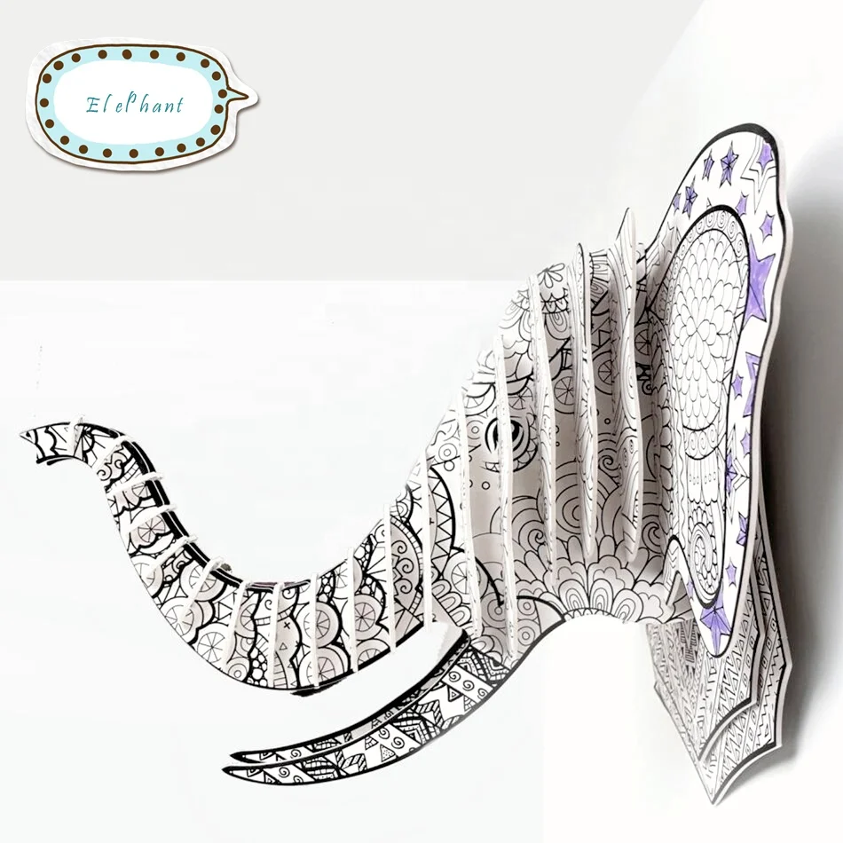 Building puzzle with 10 markers Art Coloring painting toy Stem toy for age 6+ Elephant shape