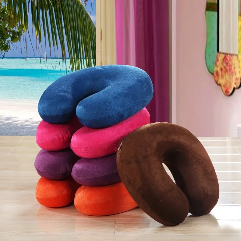 Promotional Travel Pillow for Airplane Memory Foam Neck Pillows Soft Support Travel Pillow for Travelling Sleeping Rest
