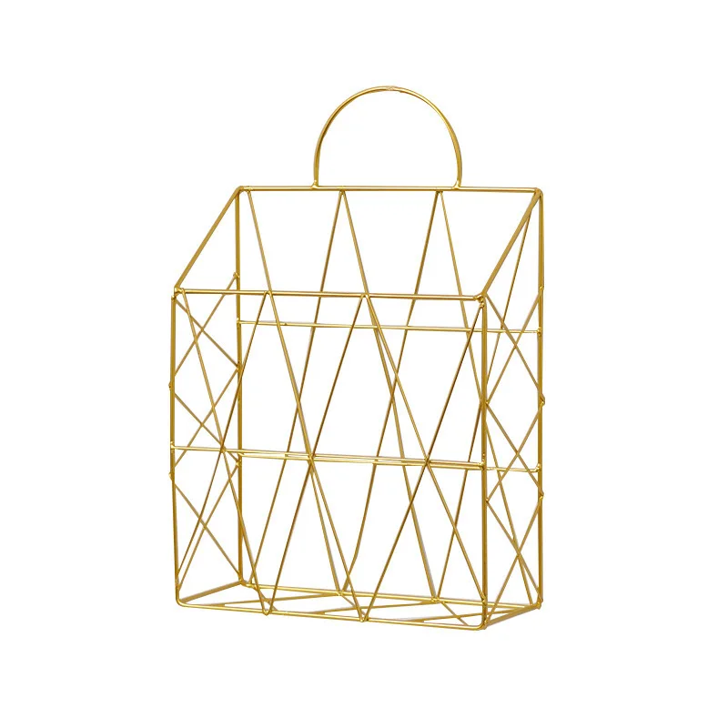 Nordic style wall wall hanging iron art portable magazine rack book room newspaper rack living room wall storage rack Creative