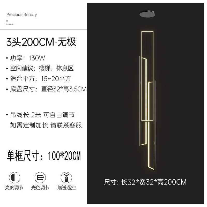 Modern gold long stair hanging spiral cristal beaded pendant lamp chandelier ETL60441