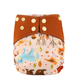 Absorbent AIO cloth diaper reusable all in one diaper nappy bamboo charcoal gusset additional insert for heavy wetter night