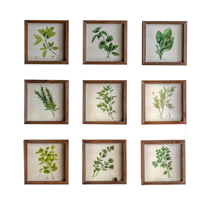 Nordic Petty Bourgeoisie Creative Photo Wall Old Plant Craft Painting Solid Wood Wall Decoration Corridor Background Wall Decor