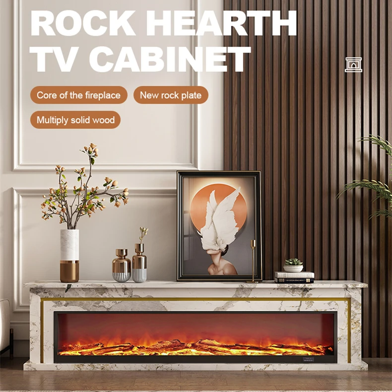 Wholesale Custom Carrara Marble Fireplace Tv Stand Decorative Led Electrical Fireplace With Tv Stand