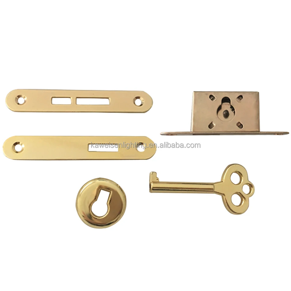 Delicate Jewellery Wooden Box Concealed Lock Full Mortise Lock Key Set Gold Plated Metal Box Lid Plates Key Lock For Jewelry Box