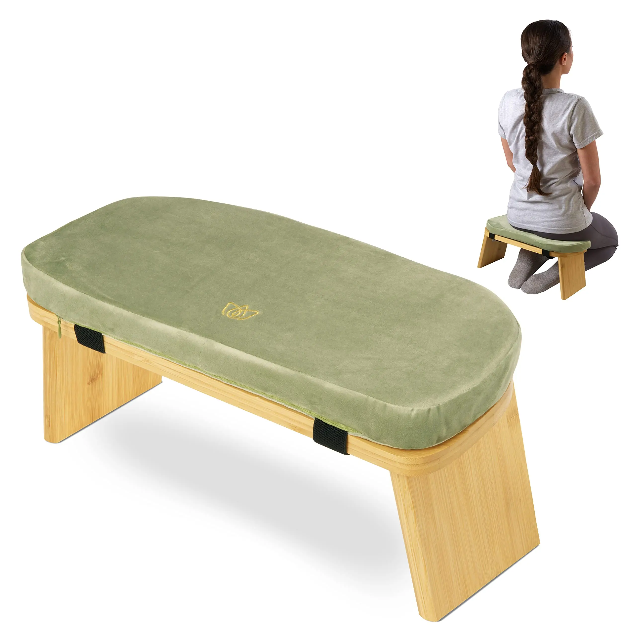 Comfortable Bamboo Meditation Bench Foldable Ergonomic Meditation Stool Sturdy Prayer Bench With Cushion