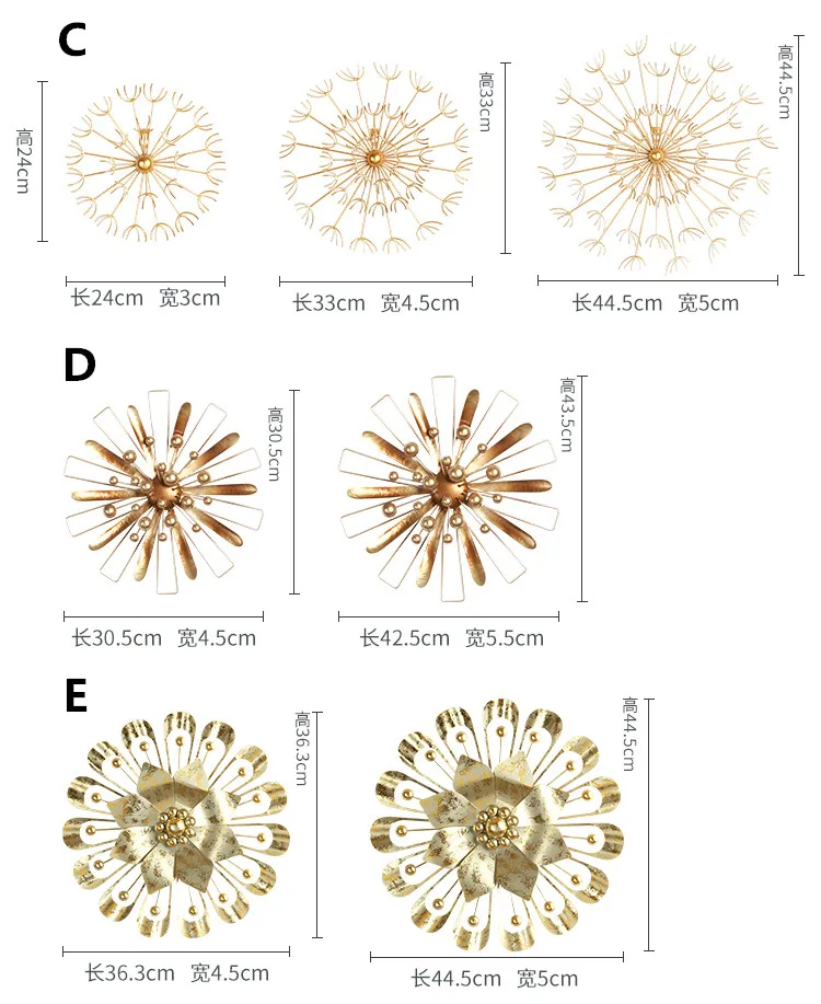 
Gold Metal Flower Pistil Home Wall Art Decoration 