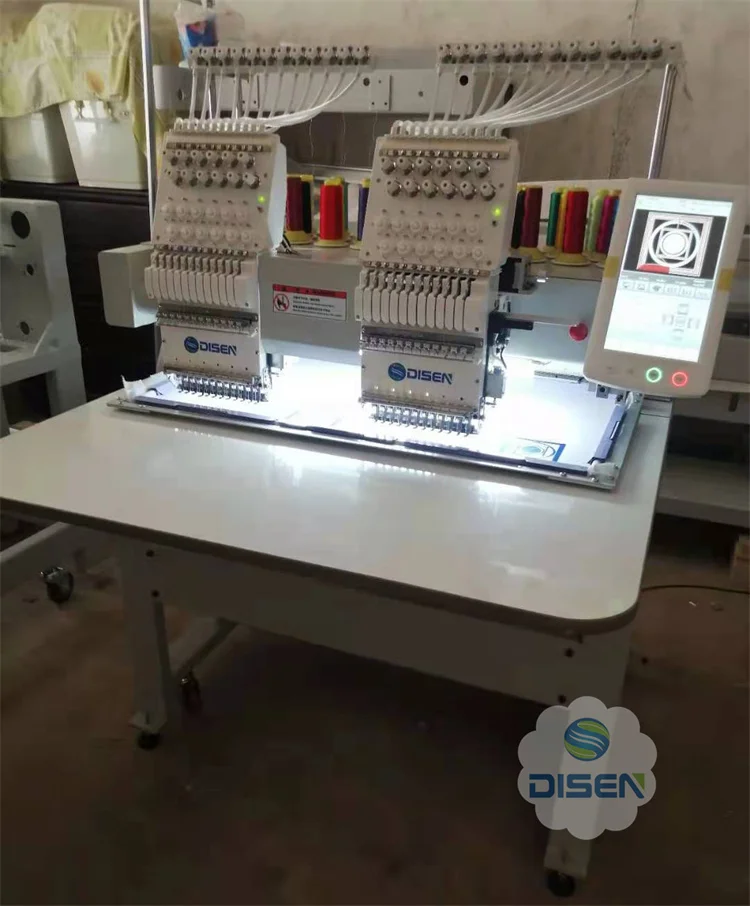 Factory Industrial Uses 9 12 15 Needle Two 2 Head Hat Logos Name Flat Caps Tshirt Digital Computerized Embroidery Machines