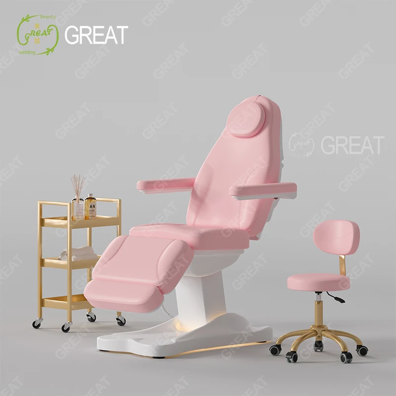 New Design Saloon Furniture Medical Treatment Facial Spa Bed 3 Motors Electric Grey Massage Massage Table Bed and Chair Set