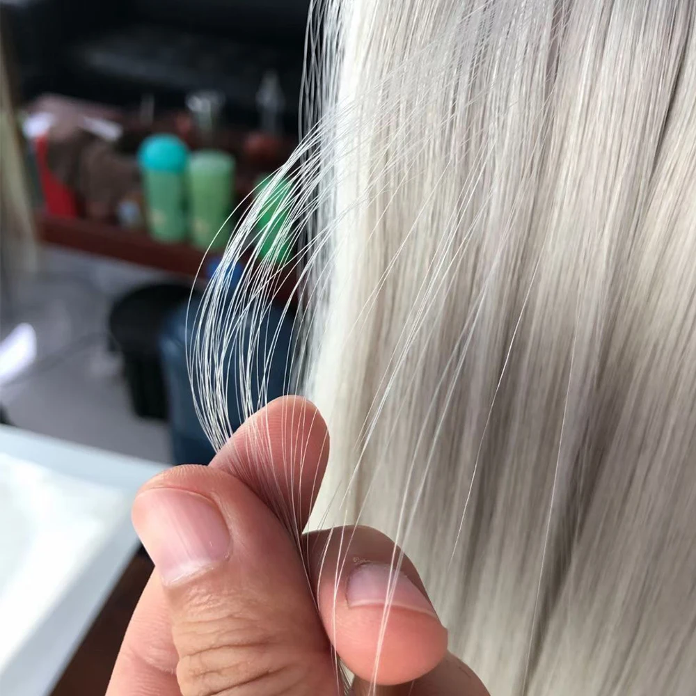 Invisible Sewn In Machine Weft Extensions 20 22 24 26 Inches Double Drawn White Blonde Remy  Weft Hair Extensions
