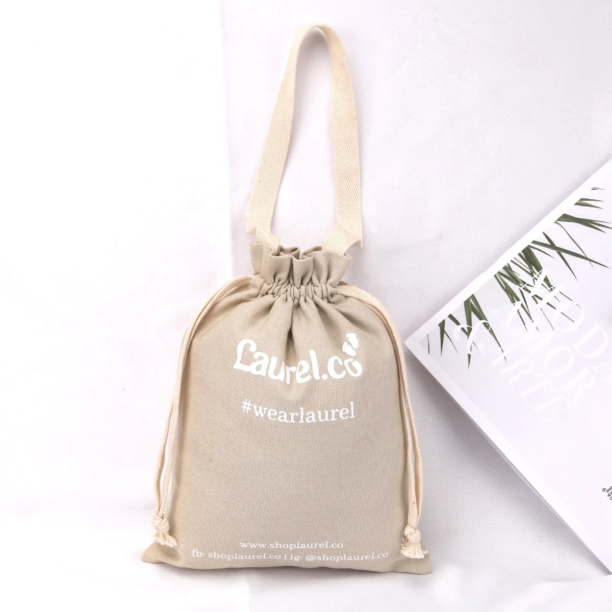 Custom Logo Printing Canvas Tote Drawstring Bag For Baby Shoes Eco-friendly Promotion Cotton Dust Gift Shopping Bag