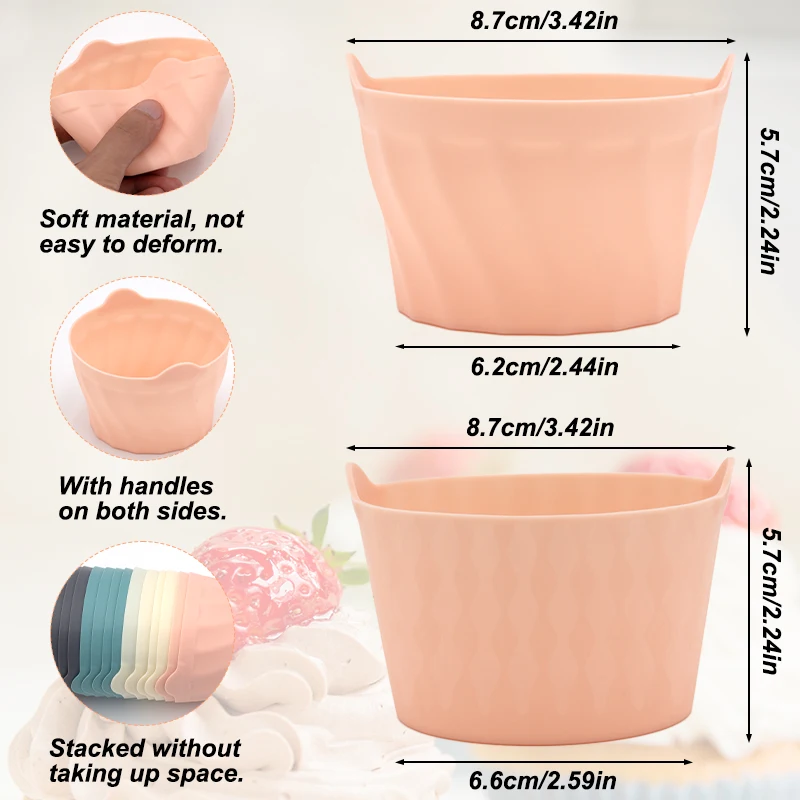 12 Pack Reusable Non-stick Large Silicone Baking Cups 3.4 Inch Jumbo Silicone Cupcake Liners Cake Molds