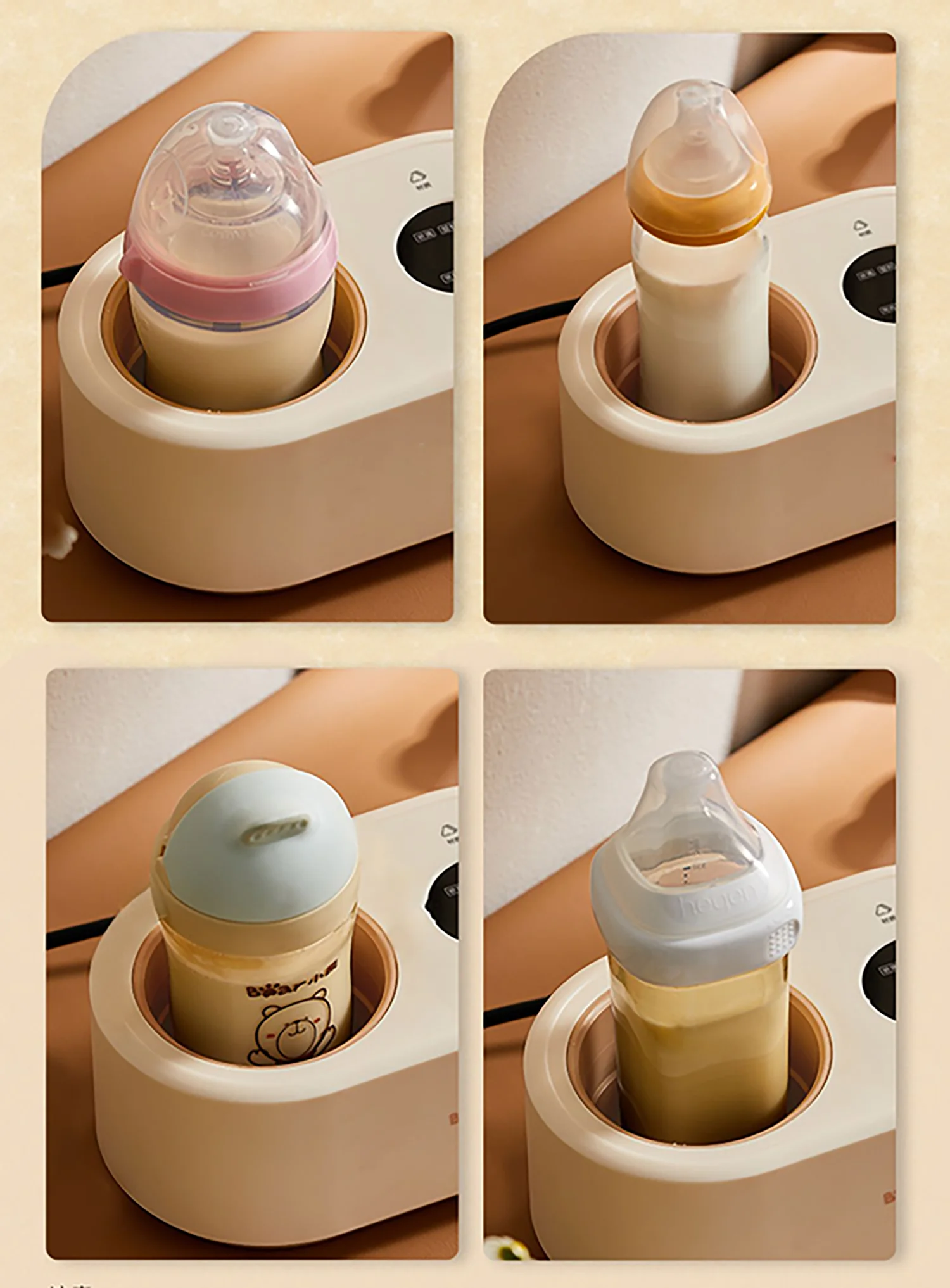 Wide diameter cabinet for all bottles water-free bottle warmer