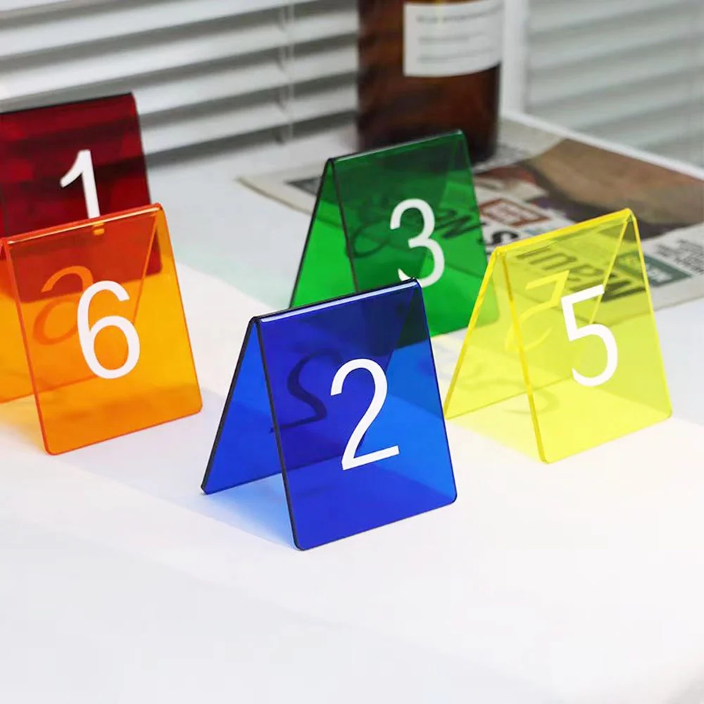 Custom Acrylic Double Side Table Number Display Stand Notice Plate Holder for Wedding Restaurant