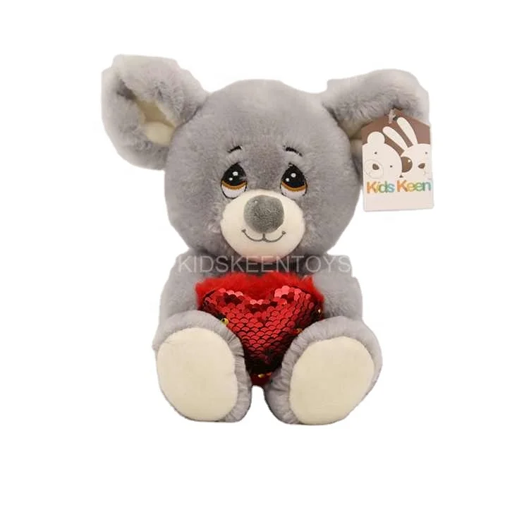 Gray Stuffed Present Fat Custom Animal Rat Chinese  Wholesale Newly Customized Mouse with a heart  toy design Plush Toys