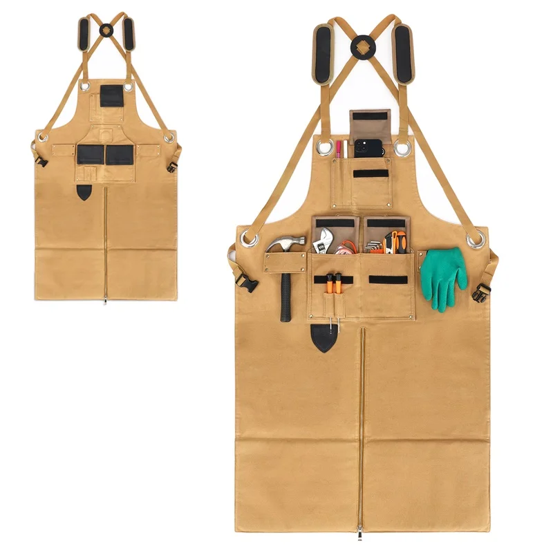 Heavy Duty Wood Working Canvas Apron for Men with Tool Pockets for Woodworkers Blacksmiths Carpenters, Gifts for Men