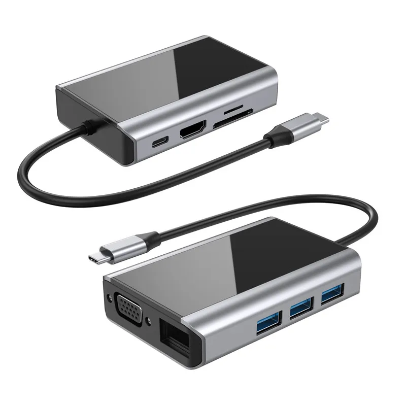 Индивидуальные 9 в 1 USB C концентратор RJ45 3 0 гигабитный Ethernet 4K HD выход SD/TF кардридер Type-C порт для MacBook