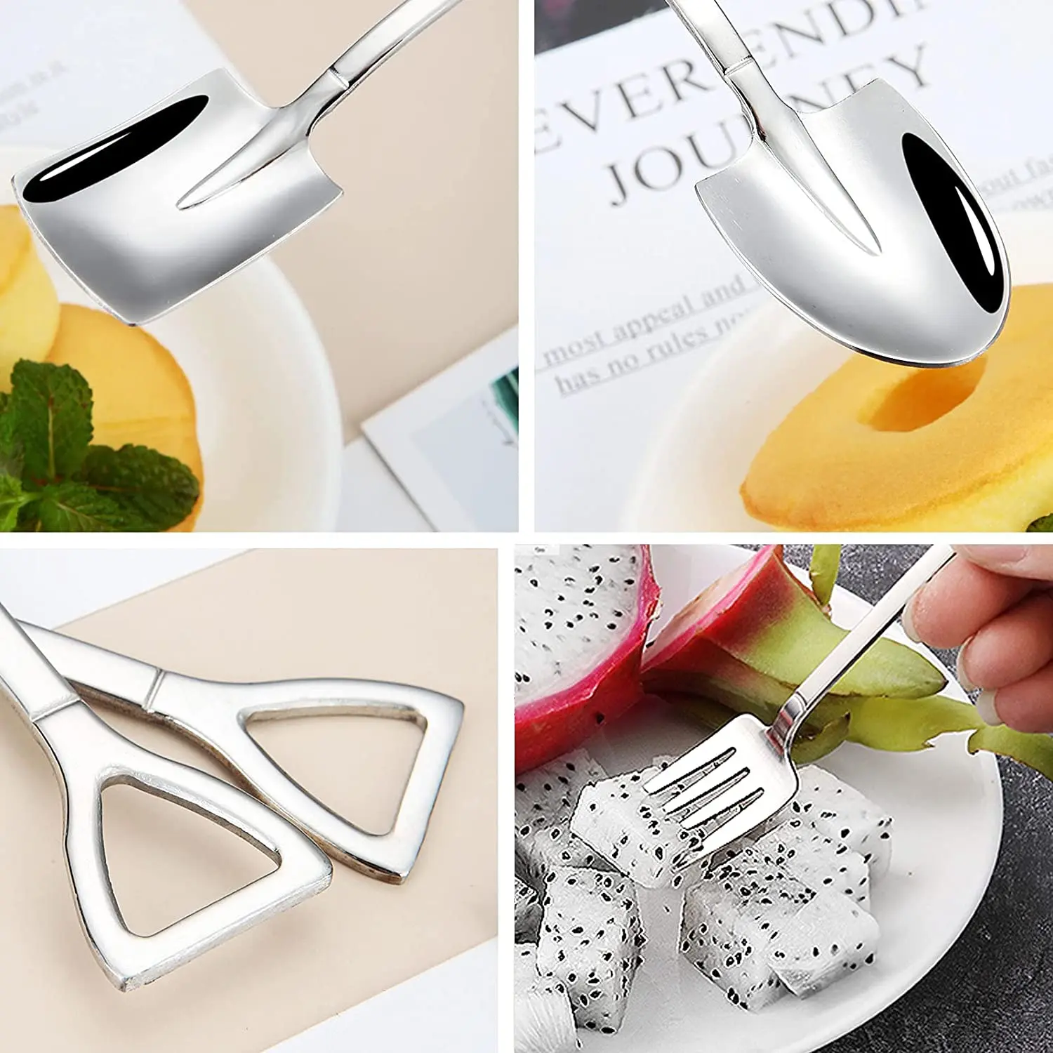 Wholesale hot selling SS410 gold dessert fruit ice cream stainless steel spoon and fork