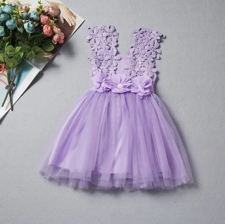 Flower Kids Party Dress For Girl Birthday Fancy Children Bridesmaid Costume Girl Brand Baby Tulle Tutu Wedding Dress 3-8 Years