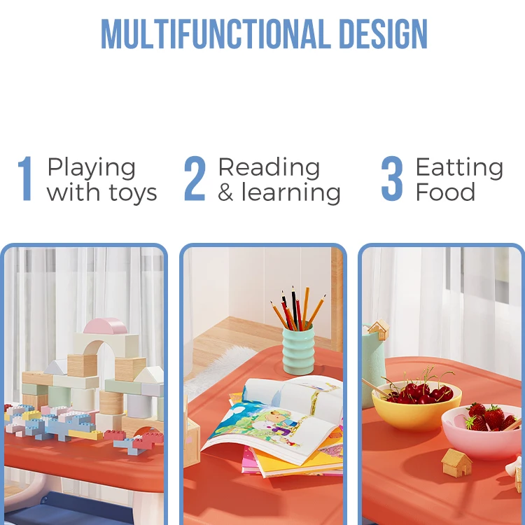 Baby foldable plastic activities ergonomic homework desk nordic children furniture study tables and chair sets for kids bedroom