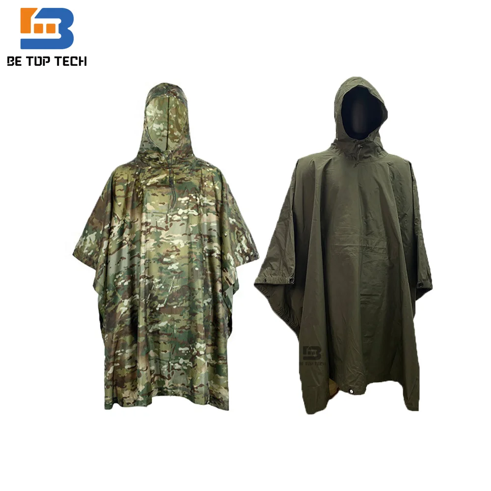Army Adults Raincoat Poncho Camo Military Waterproof Green Raincoat Poncho