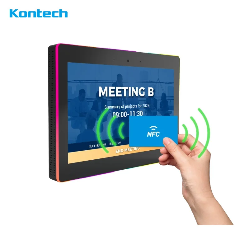 OEM Wall Mount Touch POE Power Surrounding Led Light Ethernet RFID NFC Android Tablet for Meeting Room
