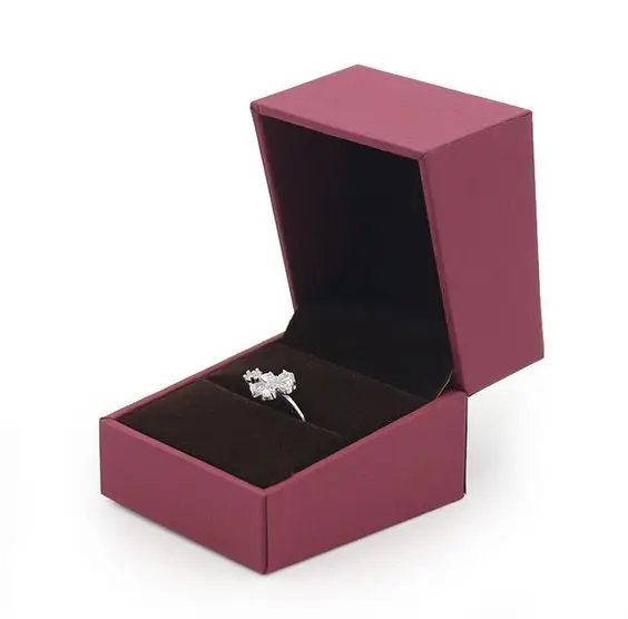 Hot Sale Clear Top Special Paper Small Clear Red Velvet Jewelry Box Luxury Silver Metal Sliding Lock Jewelry Box With Ribbon