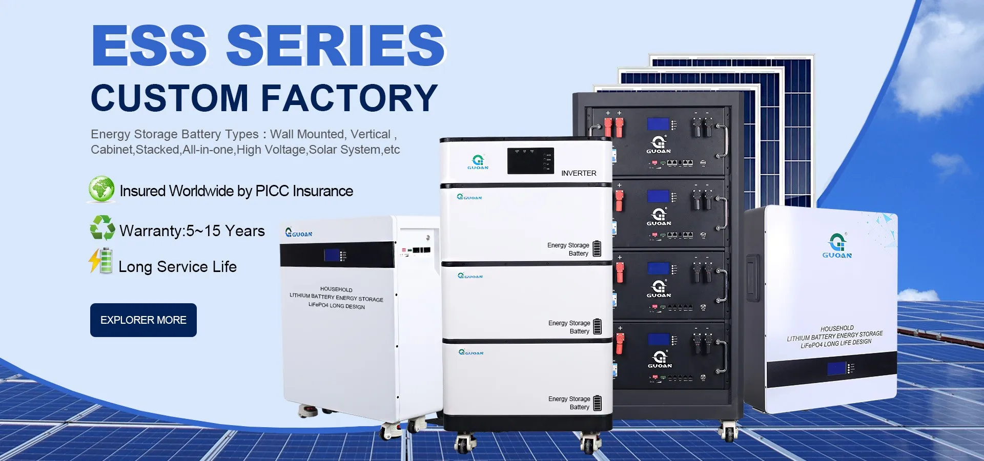 New design 50Kwh Lifepo4 Lithium Ion high voltage stacked energy storage battery for solar energy storage pack