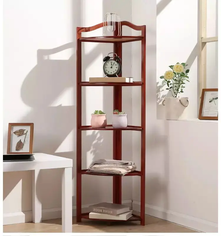 Multi-layer high quality Triangle wooden corner storage shelf