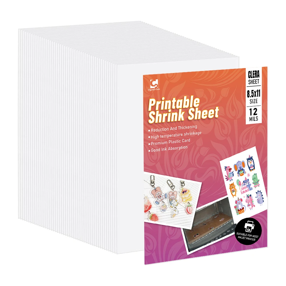 Shrink Pvc Paper Wrap Sheets Peintable Colorful White Heat Transfer Inkjet Printable Pet Film Plastic Shrink Paper Sheets